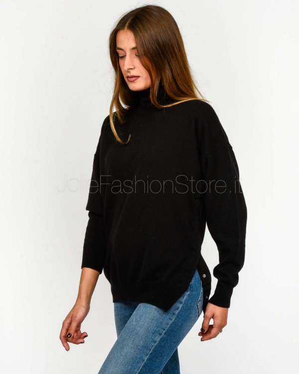 Solo Tre Maglia Collo Alto In Lana Nero  M3F0046 A 99 NERO