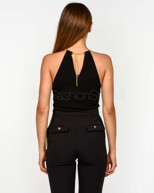 Elisabetta Franchi Top in Maglia con Snake Gioiello Nero  TK55S56E2 110