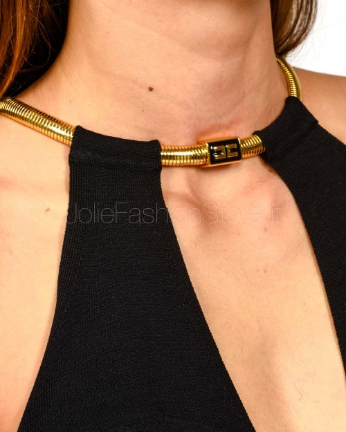 Elisabetta Franchi Top in Maglia con Snake Gioiello Nero  TK55S56E2 110