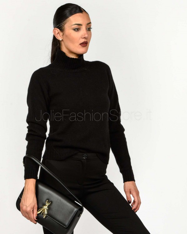 Solo Tre Maglione Lana/Cashmere Collo Alto Nero  M3F0020 A 99 NERO