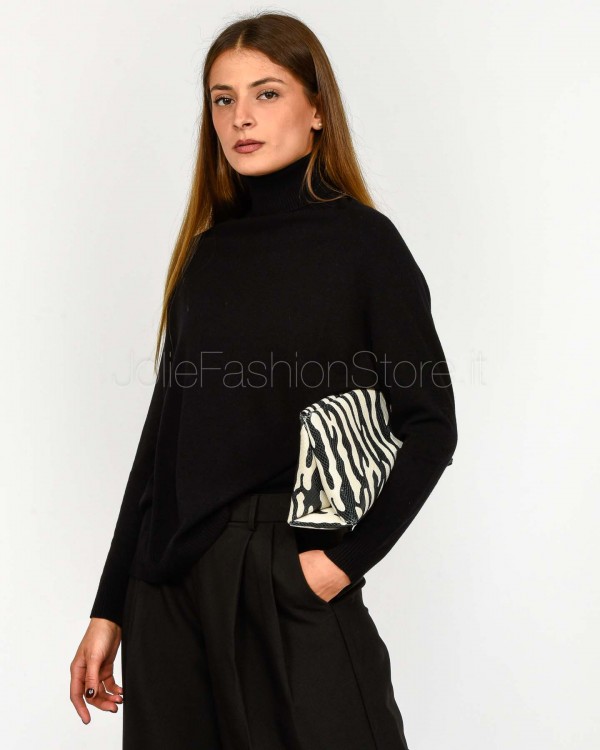 Solo Tre Maglia Collo Alto Nero  M3F0108 A 99 NERO