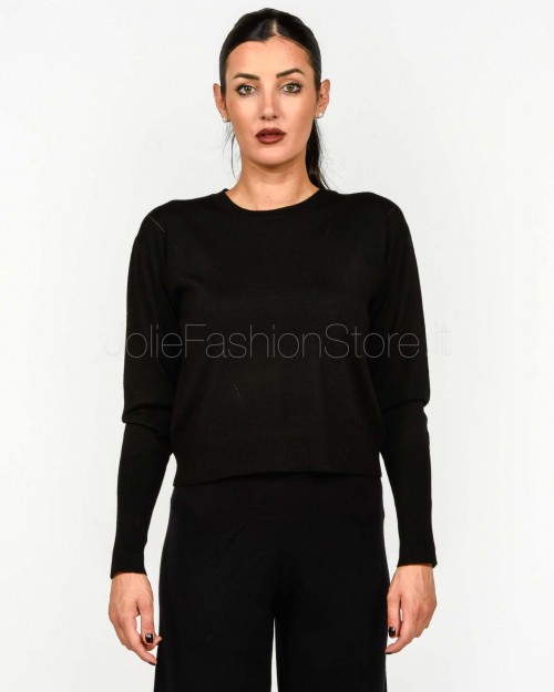 Patrizia Pepe Maglia Girocollo In Lana Nero  8K0334 KM36 K103