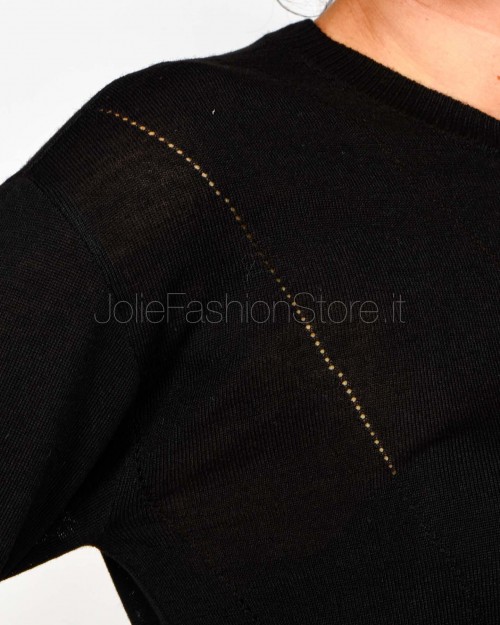 Patrizia Pepe Maglia Girocollo In Lana Nero  8K0334 KM36 K103