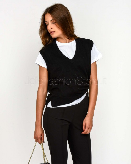 Not Shy Gilet Scollo a V Nero Modello Elsie