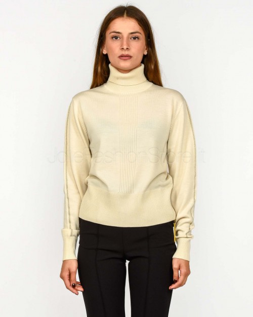 Patrizia Pepe Maglia Collo Alto Banda Lurex Wooly White  2K0340 KM36 W405