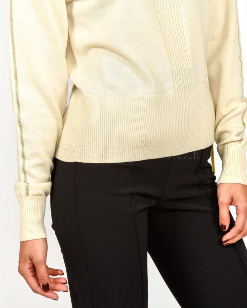 Patrizia Pepe Maglia Collo Alto Banda Lurex Wooly White  2K0340 KM36 W405