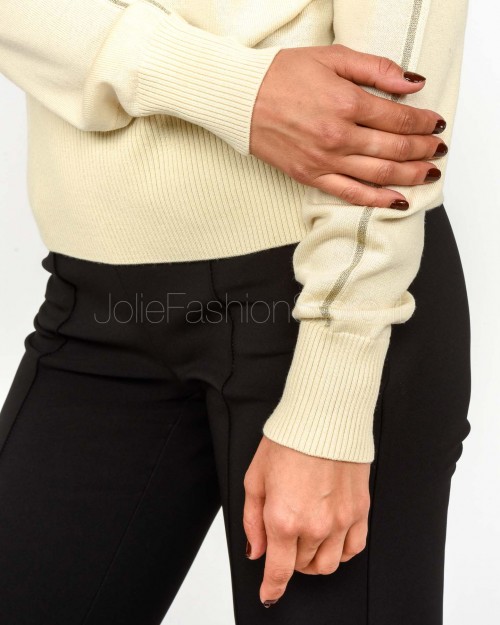 Patrizia Pepe Maglia Collo Alto Banda Lurex Wooly White  2K0340 KM36 W405
