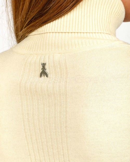 Patrizia Pepe Maglia Collo Alto Banda Lurex Wooly White  2K0340 KM36 W405