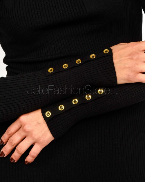Elisabetta Franchi Maglia a Costine Con Taschino Nero  Mk11B56E2 110