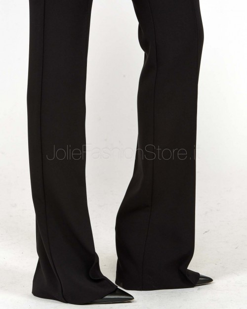 Elisabetta Franchi Pantaloni in Crêpe Leggero Con Catena Gioiello Nero  PA14157E2 110