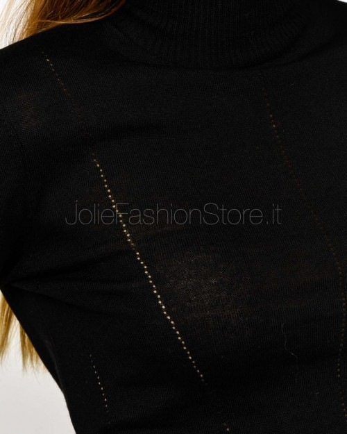 Patrizia Pepe Maglia Collo Alto In Lana Nero  8K0333 KM36 K103