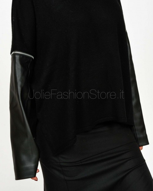 Meimeij Maglia Dolcevita Con Maniche Staccabili Nero  M5FZ81 100