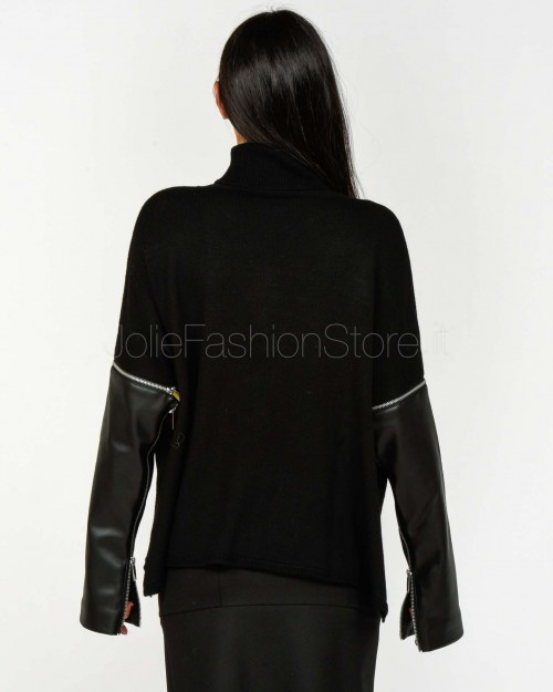Meimeij Maglia Dolcevita Con Maniche Staccabili Nero  M5FZ81 100