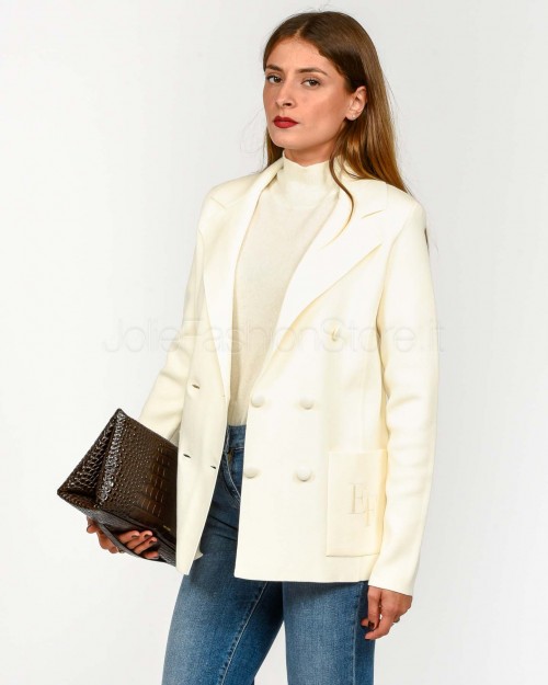 Elisabetta Franchi Giacca in Maglia Con Ricamo Milk