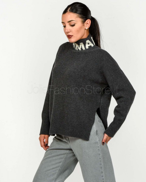 Ermanno Maglione Collo Alto Logato Antracite  D47EM027EO1-EO1 MF654