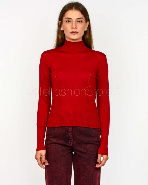 Patrizia Pepe Maglia Collo Alto In Lana Extreme Red  8K0333 KM36 R863