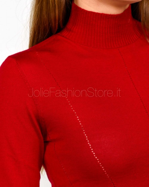 Patrizia Pepe Maglia Collo Alto In Lana Extreme Red  8K0333 KM36 R863