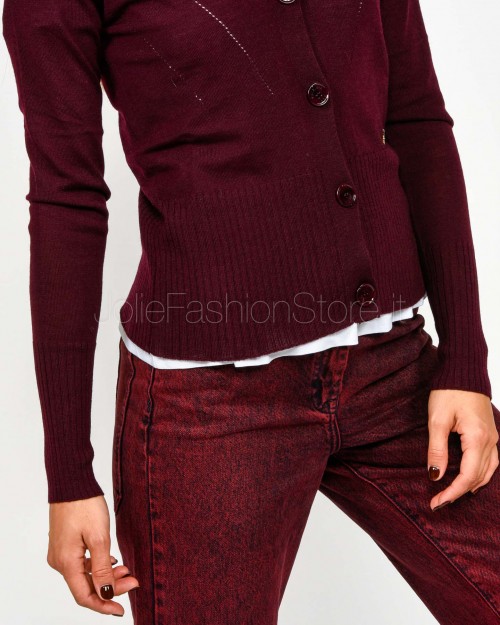 Patrizia Pepe Cardigan In Lana Purple Red  8K0330 KM36 M536