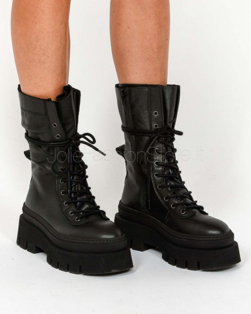 Copenhagen Stivale In Pelle Stringati Nero