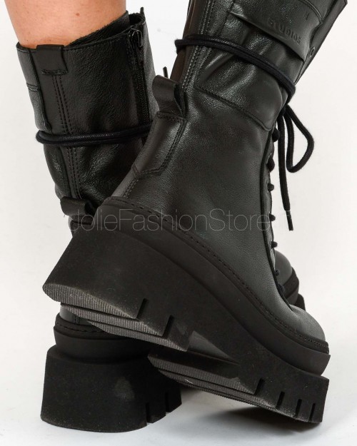 Copenhagen Stivale In Pelle Stringati Nero  CPH691 BLK