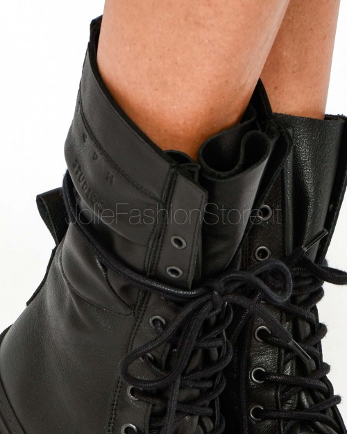 Copenhagen Stivale In Pelle Stringati Nero  CPH691 BLK