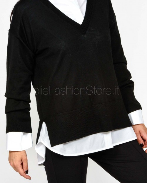 Meimeij Maglia Lana Merlino Nero/Bianco  M5FZ06 100