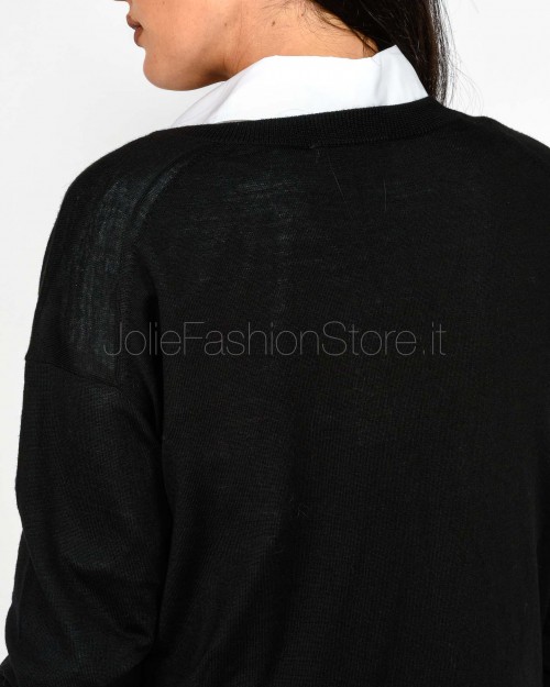Meimeij Maglia Lana Merlino Nero/Bianco  M5FZ06 100