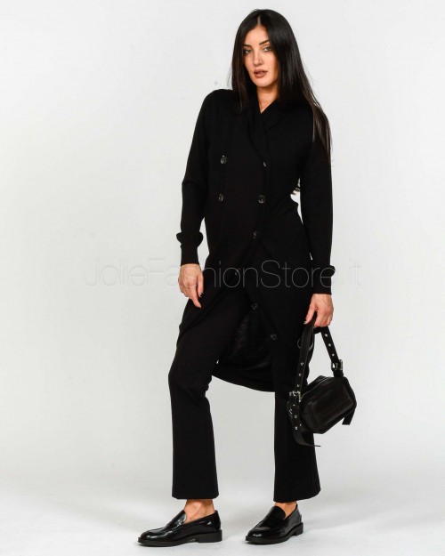 Meimeij Cardigan Doppiopetto Lungo Nero  M5FZ05 100