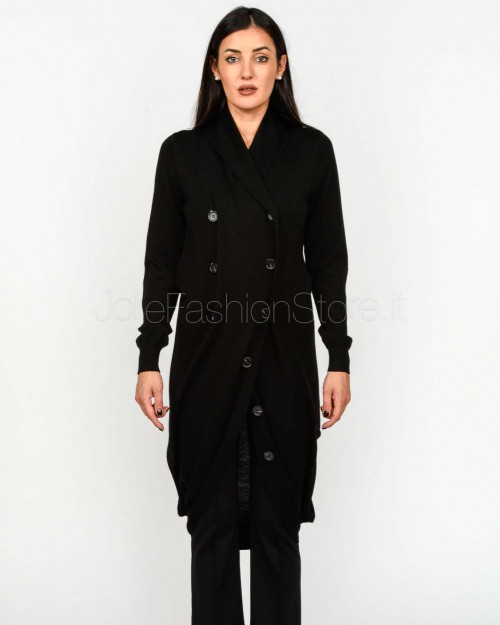 Meimeij Cardigan Doppiopetto Lungo Nero  M5FZ05 100