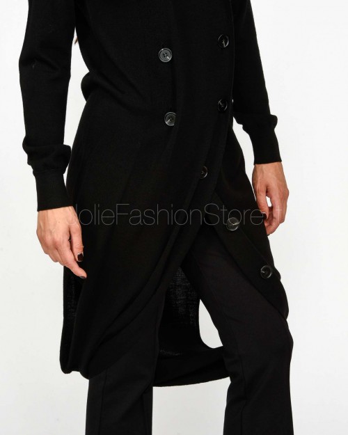 Meimeij Cardigan Doppiopetto Lungo Nero  M5FZ05 100