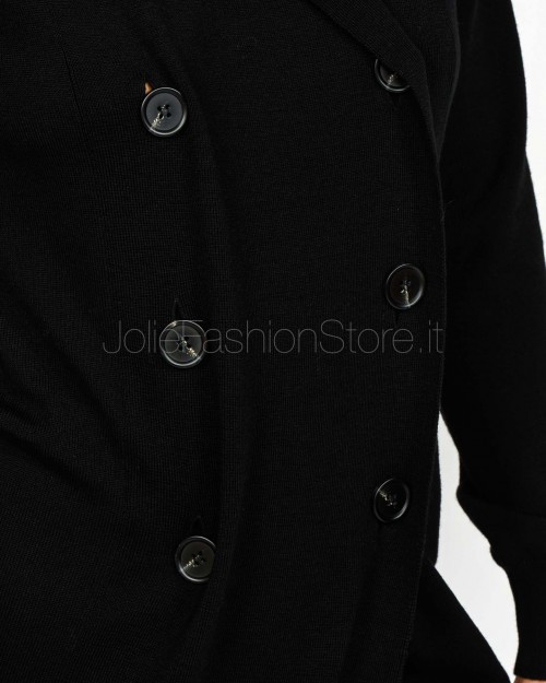 Meimeij Cardigan Doppiopetto Lungo Nero  M5FZ05 100