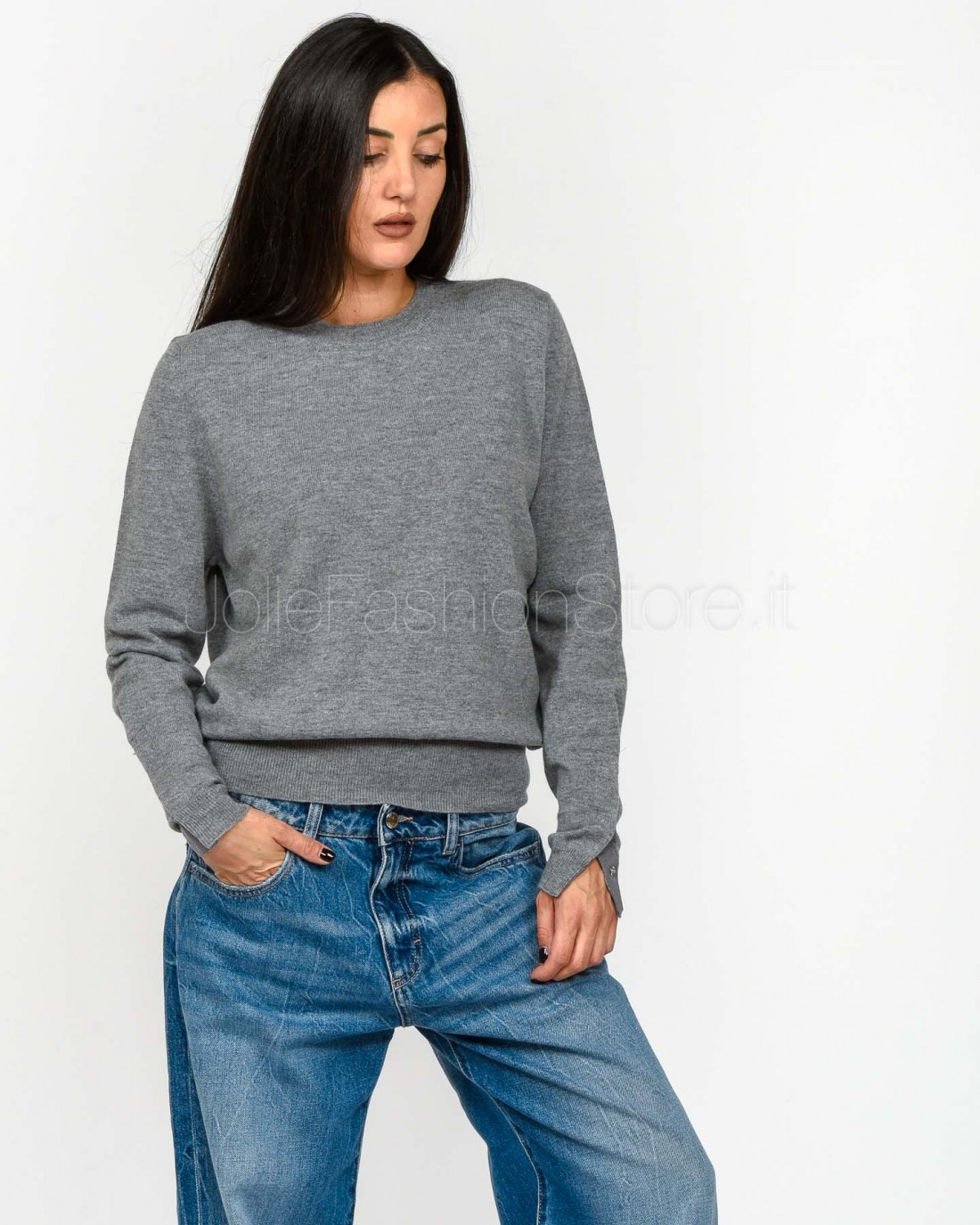 Solo Tre Maglione Girocollo Grigio