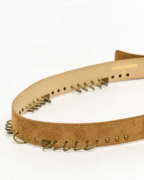 Patrizia Pepe Cintura in Suede Con Piercing Natural  8W0067 L152 B768