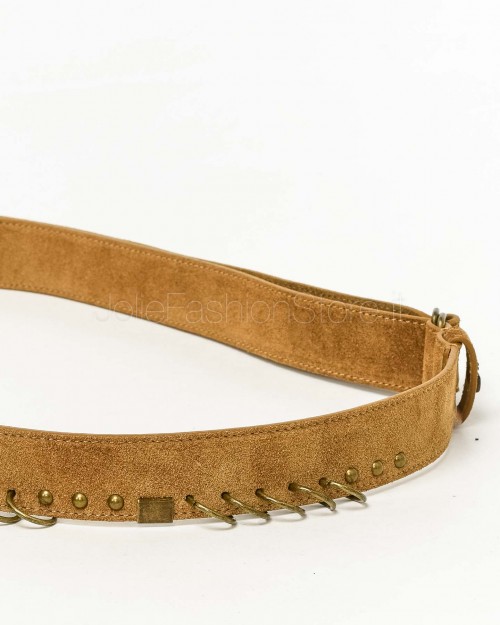 Patrizia Pepe Cintura in Suede Con Piercing Natural  8W0067 L152 B768