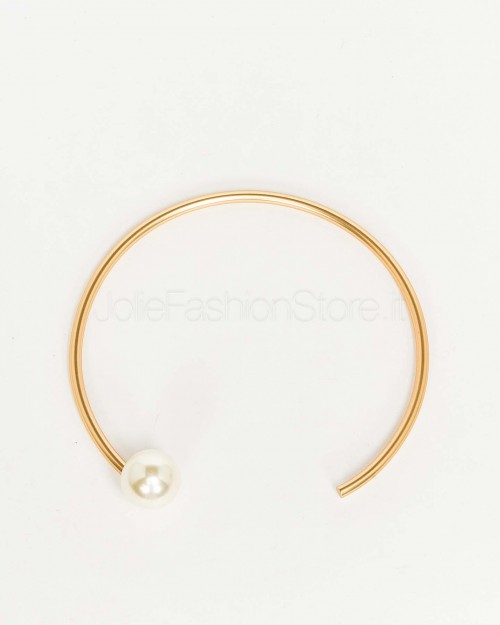 Meimeij Collana Oro Satinato Con Perla