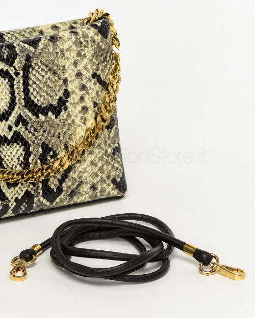 Mouliebre Borsa In Pelle Stampa Pitone Modello Carlottina  CARLOTTINA ROCCIA FREDDA