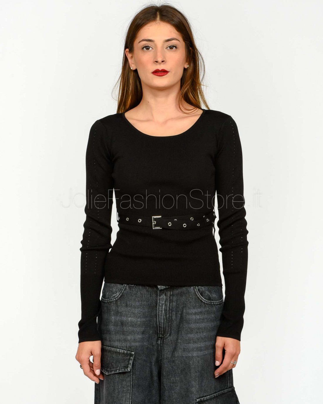 Patrizia Pepe Maglia Con Cinturino Nero  8K0309 K274 K103