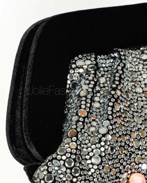 Twenty Fourhaitch Pochette Brillante e Velluto Nero/Argento  UNICORNIS NERO
