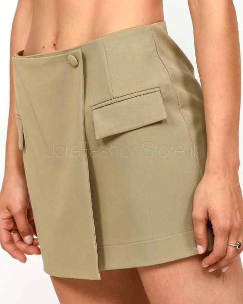 Patrizia Pepe Minigonna a Portafoglio in Gabardina Stone Beige  8G0483 A623 B833