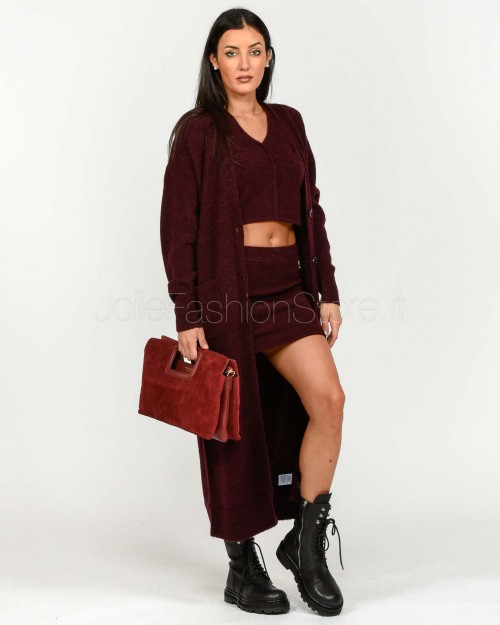 Patrizia Pepe Minigonna in Maglia Morbida Purple Red  2G1034 K293 M536