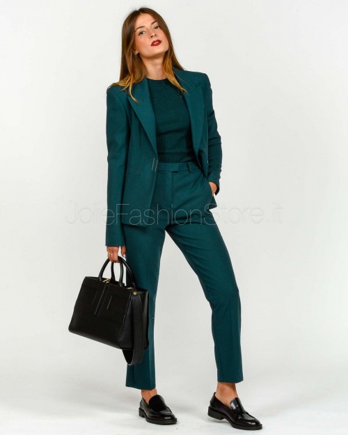 Patrizia Pepe Pantalone a Sigaretta Misto Lana Deep Green  2P1708 A475 G619