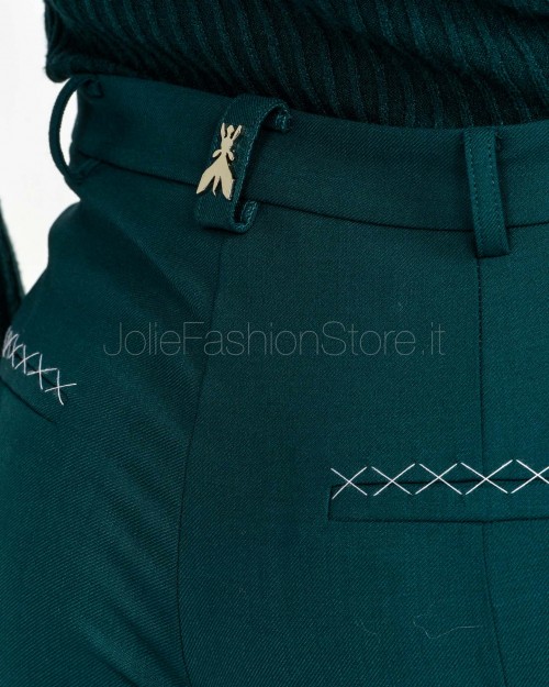 Patrizia Pepe Pantalone a Sigaretta Misto Lana Deep Green  2P1708 A475 G619