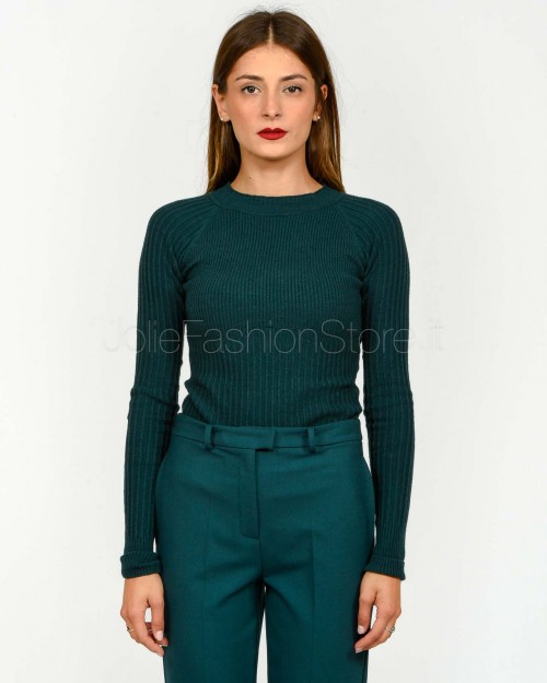 Patrizia Pepe Maglia Aderente "ESSENTIAL" in Costina Deep Green  2K0337 K7S0 G619