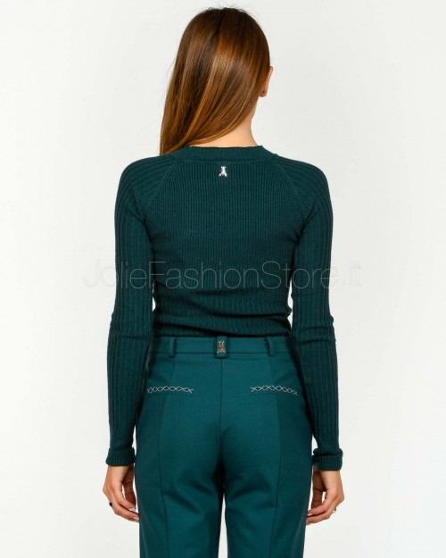 Patrizia Pepe Maglia Aderente "ESSENTIAL" in Costina Deep Green  2K0337 K7S0 G619
