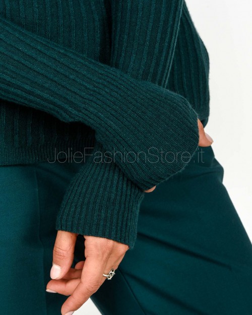 Patrizia Pepe Maglia Aderente "ESSENTIAL" in Costina Deep Green  2K0337 K7S0 G619