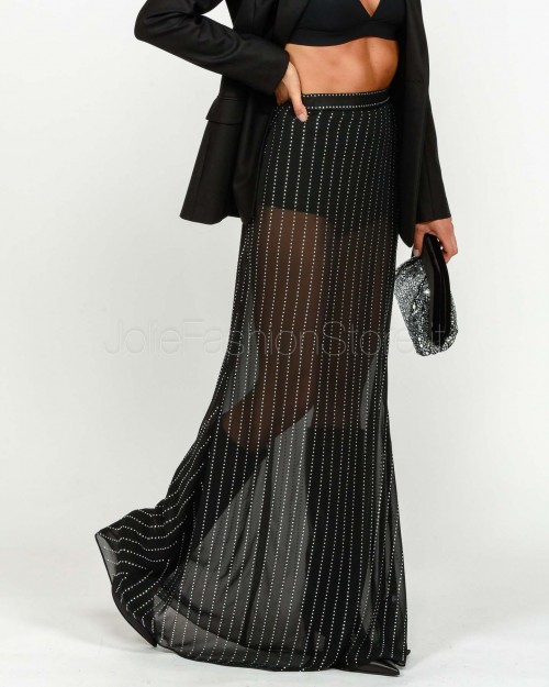 Actualee Gonna Lunga Strass All Over Nero  15143 NERO