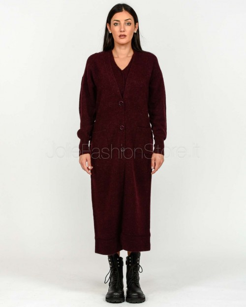 Patrizia Pepe Cardigan Lungo in Maglia Morbida Purple Red  2K0323 K293 M536