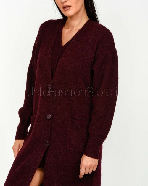 Patrizia Pepe Cardigan Lungo in Maglia Morbida Purple Red  2K0323 K293 M536