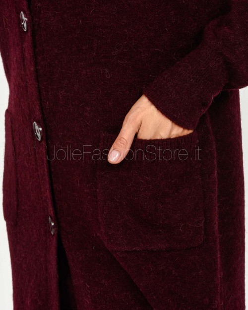 Patrizia Pepe Cardigan Lungo in Maglia Morbida Purple Red  2K0323 K293 M536