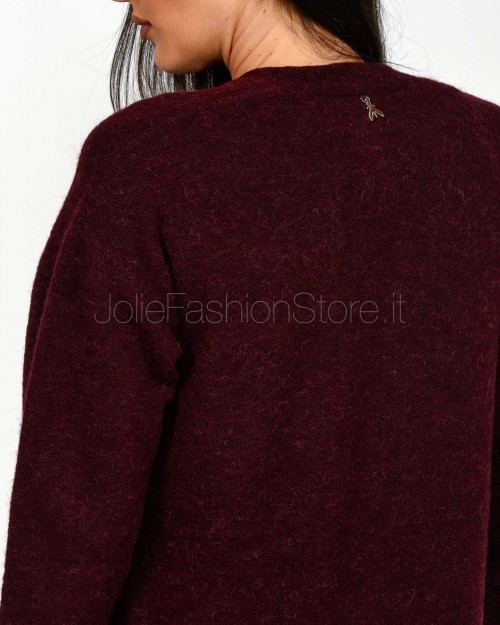 Patrizia Pepe Cardigan Lungo in Maglia Morbida Purple Red  2K0323 K293 M536
